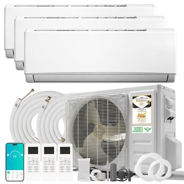 PHILODECO 3 Zone 12000+12000+12000 BTU Wi-Fi Mini Split AC/Heating System,20 SEER2 Ductless AC,36000 BTU Split Air Conditioner with Pre-Charged Condenser, Heat Pump & 25Ft Line Set, 208-230V