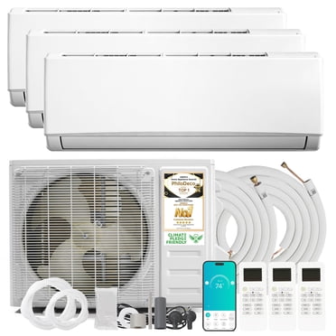 PHILODECO 3 Zone 12000+18000+18000 BTU Wi-Fi Mini Split AC/Heating System,20 SEER2 Ductless AC,36000 BTU Split Air Conditioner with Pre-Charged Condenser, Heat Pump & 25Ft Line Set, 208-230V