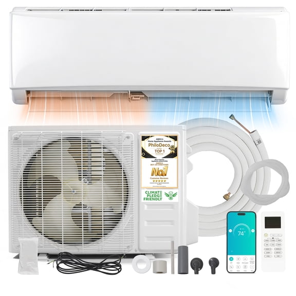 PhiloDeco 24000 BTU Mini Split Air Conditioner and Heat Pump, Ultra Quiet 208-230V Ductless AC with WiFi Control, Cools/Heats up to 1350 Sq.Ft, Easy Installation Kit
