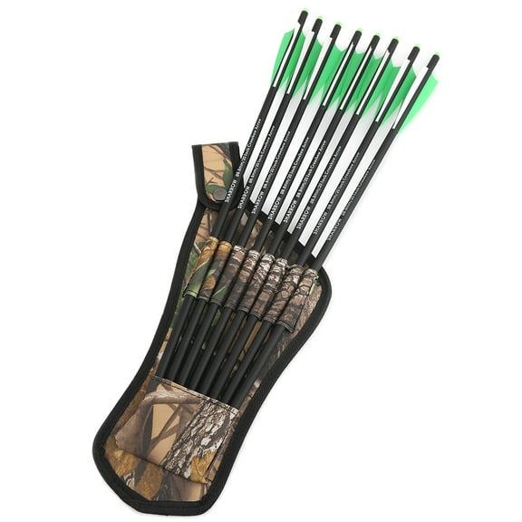 Mini Split Archery Quiver & Crossbow Bolt Bag  Camo, Holds 8 Arrows, Compact Hunting Quiver for Target Shooting