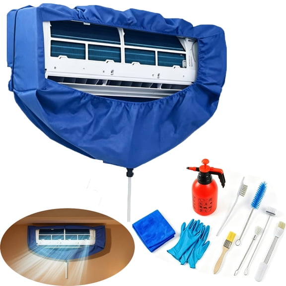 Mini Split Cleaning Kit Bag with 2L Pressure Sprayer,Waterproof Air Conditioner Cleaning Bib, HVAC Minisplit Cleaning Kit with Storage Bag,Blue