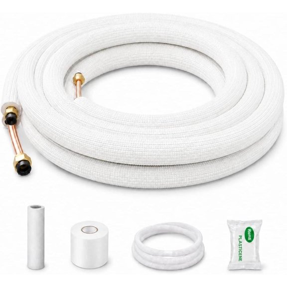 Mini Split Line Set 16 ft - Pre-Flared Copper Tubing 1/4" + 3/8" or