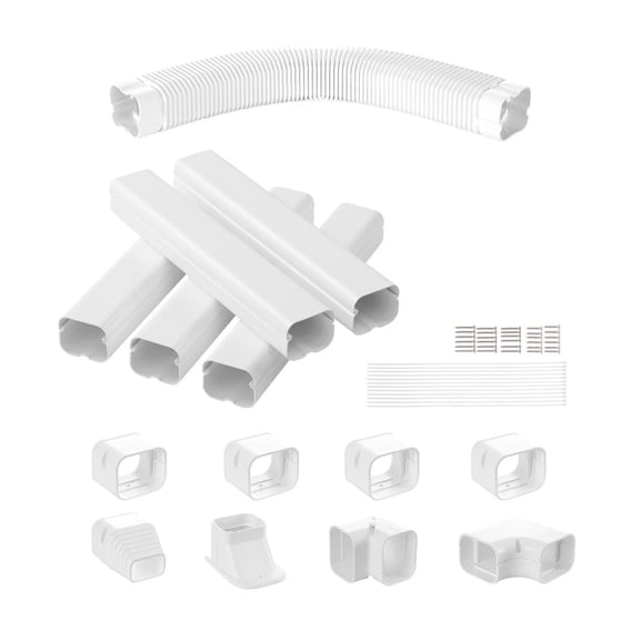 Mini Split Line Set Cover 3 Inch, 10Ft PVC AC Cover Kit with 5 Ducts - White