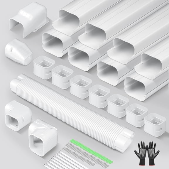 Mini Split Line Set Cover: 3 Inch 13Ft DIY Decorative Outdoor PVC Tubing Cover Kit for Mini Split, Air Conditioner, Central AC and Heat Pumps