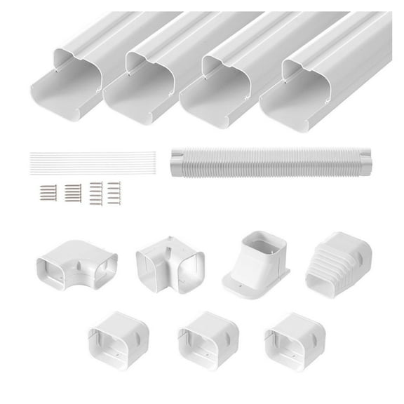 Mini Split Line Set Cover 3 Inch - 15.8Ft - White PVC AC Cover Kit