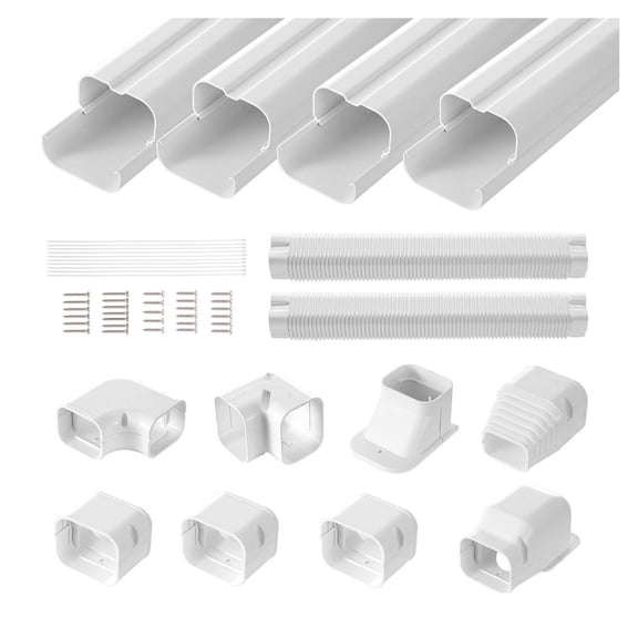 Mini Split Line Set Cover 3 Inch - 17.6Ft, PVC AC Cover Kit