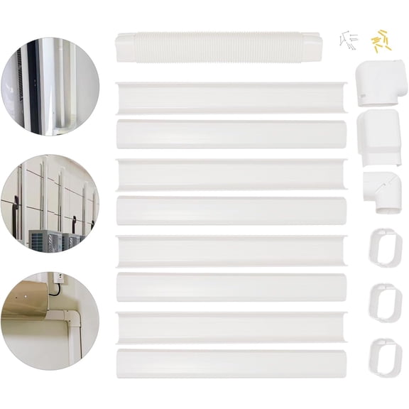 Mini Split Line Set Cover, 5" 17Ft Air Conditioner Decorative PVC Line Set Cover Kit for Mini Split and Central Air Conditioner & Heat Pump Line Set Cover Kit