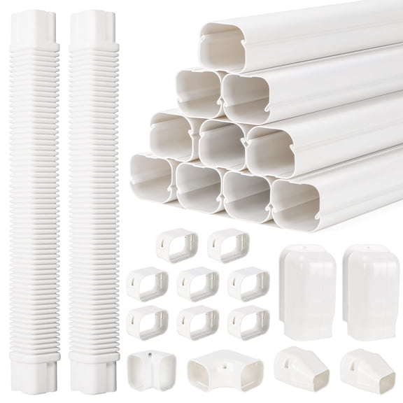 Mini Split Line Set Covers 3" 20 Ft Pvc Cover Kits For Outside Ductless Air Conditioners And Heat Pumps With Flexible Duct