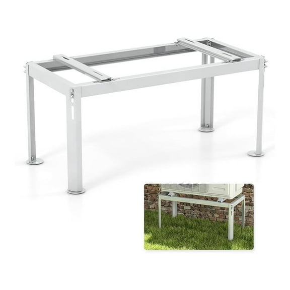 Mini Split Stand, Outdoor Unit Bracket with Adjustable Height, Width & Length, Heavy Duty Metal Frame, Mini Split Ground Stand for 9000-18000 BTU Ductless Air Conditioners, White (Small)