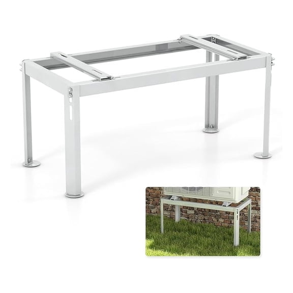 Mini Split Stand, Outdoor Unit Bracket with Adjustable Height, Width & Length, Heavy Duty Metal Frame, Mini Split Ground Stand for 9000-18000 BTU Ductless Air Conditioners, White (Small)