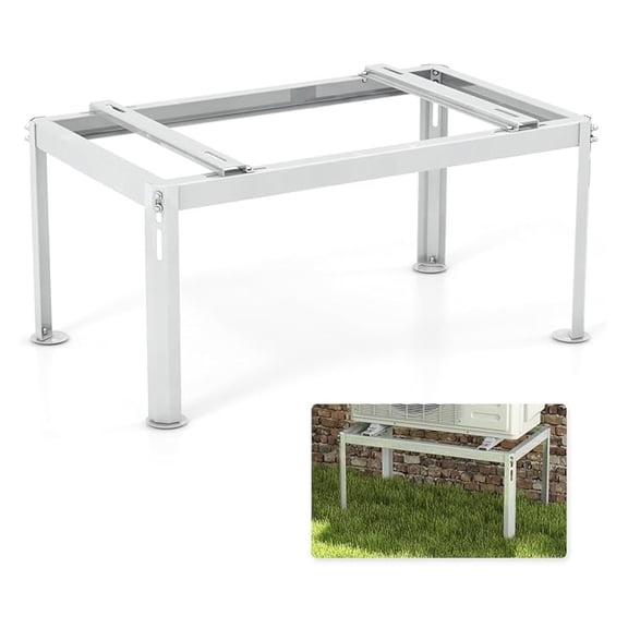Mini Split Stand, Outdoor Unit Bracket with Adjustable Height, Width & Length, Heavy Duty Metal Frame, Mini Split Ground Stand for 9000-36000 BTU Ductless Air Conditioners, White (Large)
