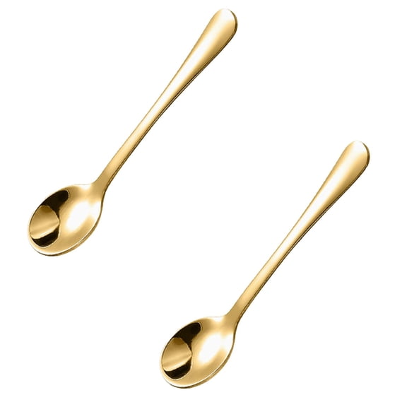 Mini Spoons, Small Condiment Spoons for Sugar, Spices, Jars, Kitchen Tiny Utensils Gold (2Pcs)