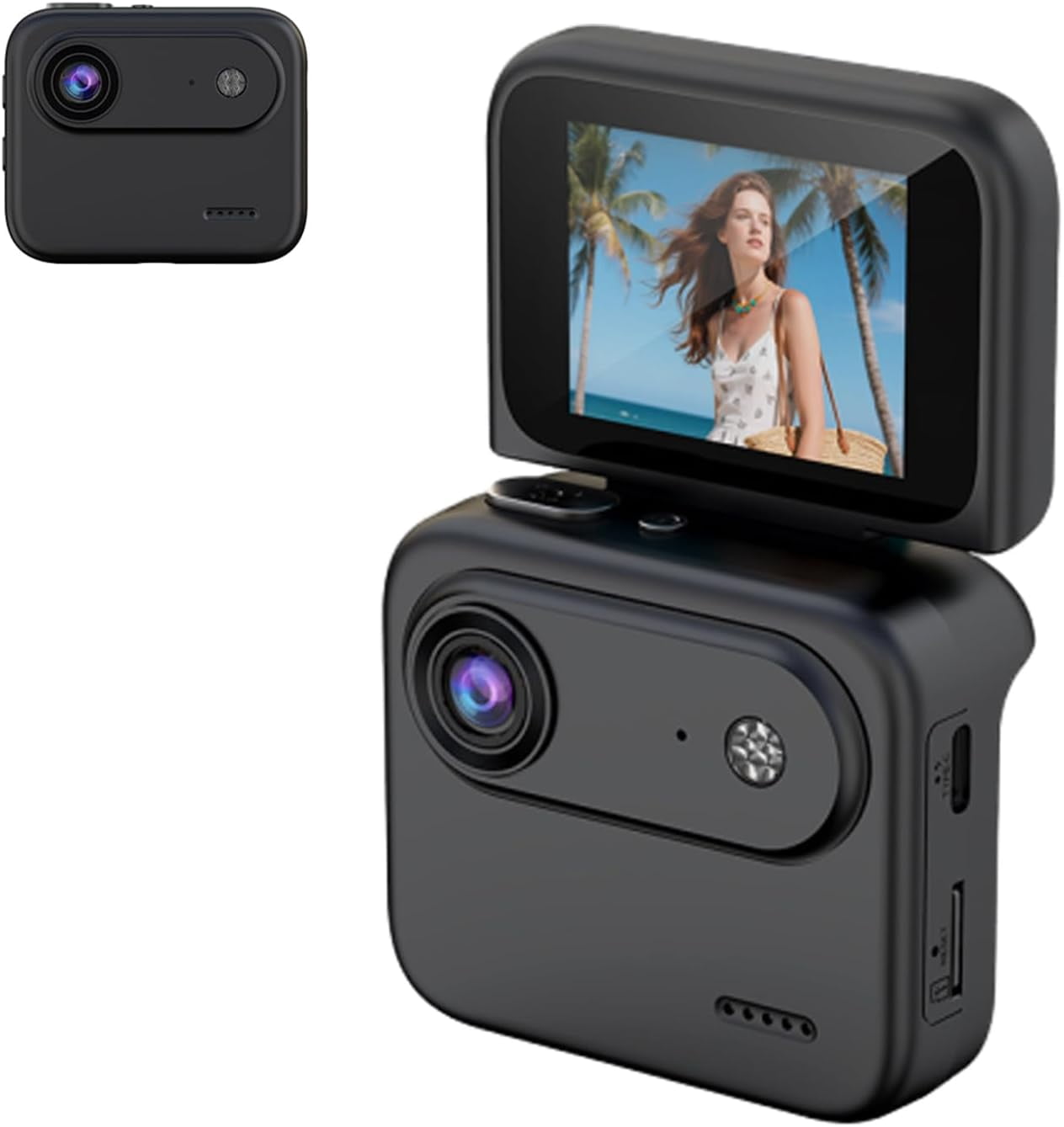 Mini Sports Camera, 4K Ultra Clear Recording VLOG Recorder with Flip ...
