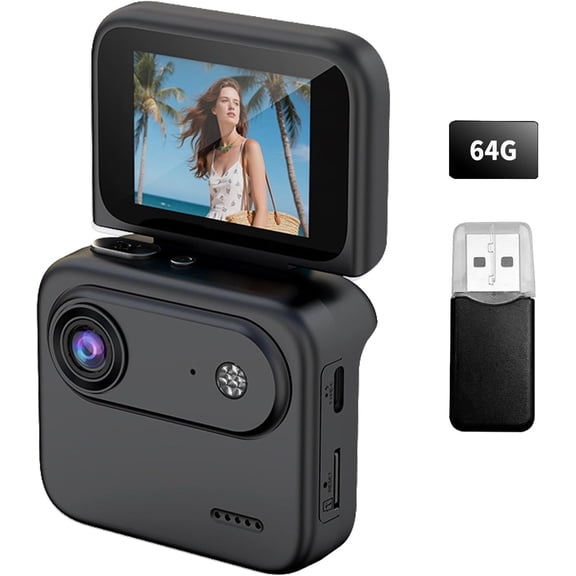 Mini Sports Camera, 4K Ultra Clear Vlog Recorder with Anti-Shake Stabilization 143 Wide Angle for Travel & Content Creators (Black)