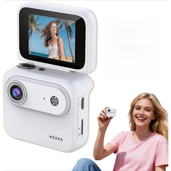 Mini Sports Camera, 4k Ultra Clear Recording Vlog Recorder, with Flip Screen & Anti-Shake Stabilization for Travel & Content Creators