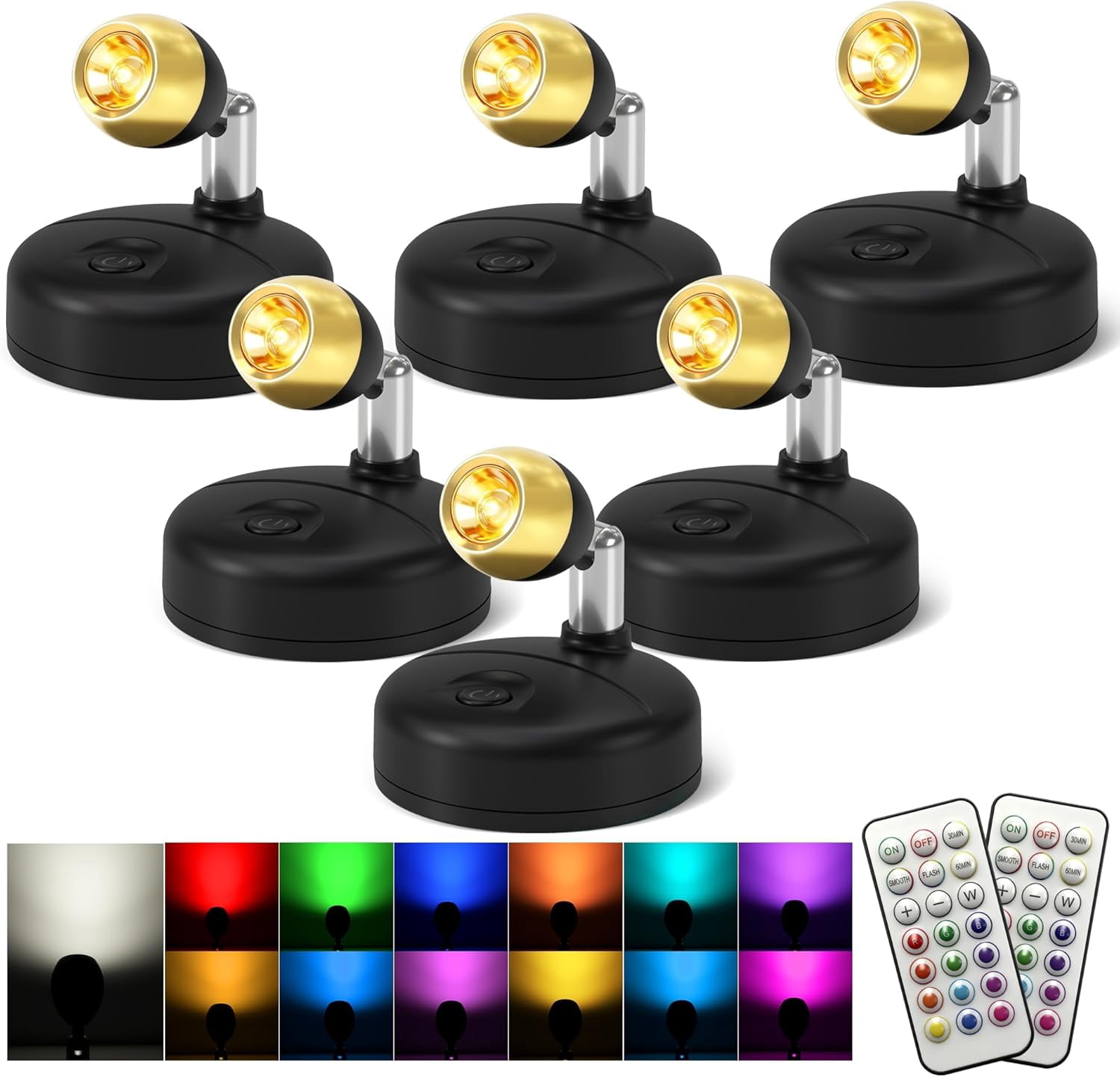 Mini Spotlight for Displays Indoor: LED Uplighting Wireless, RGB Spot ...