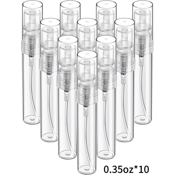 Mini Spray Bottle, 10 Pack 10ml Mini Plastic Spray Bottle Empty, Fine Mist Refillable Mini Perfume Bottle, Perfume Atomizer, Small Sample Containers, Plastic Portable Travel Bottle, Clear