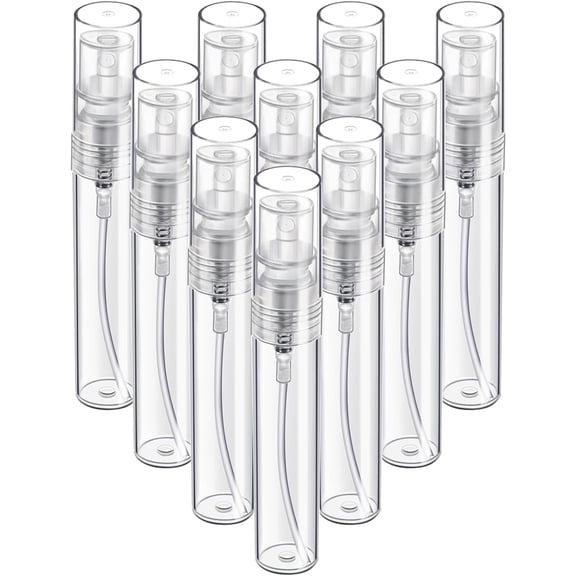 Mini Spray Bottle, 10 Pack 5ml Plastic Bottle Empty, Fine Mist Refillable Perfume Atomizer, Small Sample Containers, Portable Travel Clear