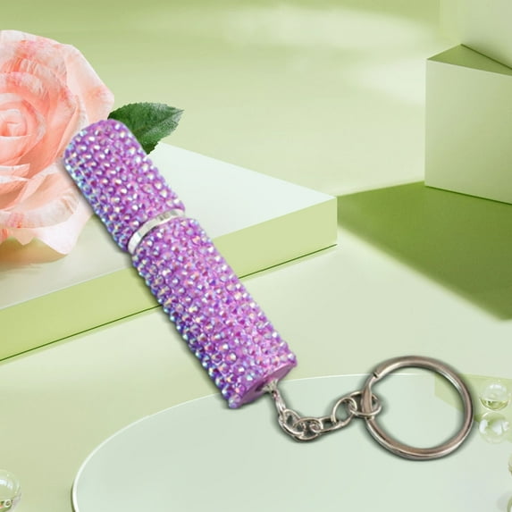 Mini Spray Bottle with Keychain Mini Empty Refillable Perfume Plastic Spray Bottle(Purple)