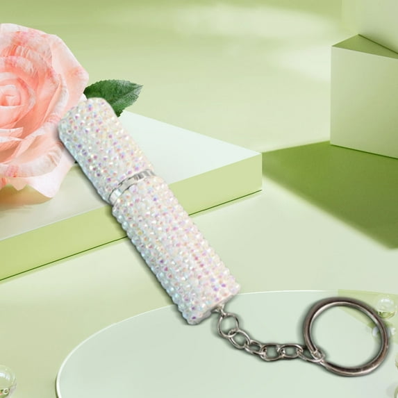 Mini Spray Bottle with Keychain Mini Empty Refillable Perfume Plastic Spray Bottle(white)