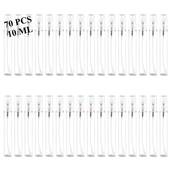 Mini Spray Bottles 70PCS 10ML Clear Glass Perfume Bottles Refillable Fine Mist Spray Bottles Empty Fragrance Scent Sample Spray Containers Cosmetics Make up Atomizer for Cleaning,Travel,Essential Oils