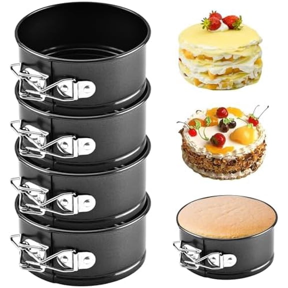 Mini Springform Cake Pans - Set of 4, Non-Stick & Removable Bottom - 4 Diameter, Perfect for Cheese Cakes, Pies, Quiches & More Ideal for Home Bakers & Pros