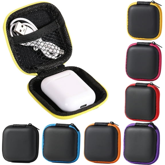 Mini Square Earbud Case Earphone Carrying Case Portable EVA Small Zipper Case, Mini Storage Pouch Organizer for Earphone,Earbud,Earpieces,SD Memory Card,Camera Chips, 1 Pack