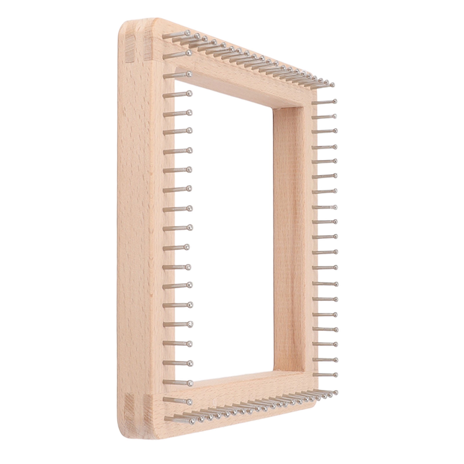 Mini Square Knitting Tool with Hooks Wooden Crochet Board for Weaving Mat Hairband Blanket Sock 19.5x19.5cm