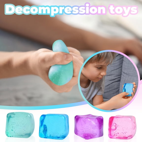 Mini Square Sensory Toys - 4 Pack Satisfying Soft Fidget Cubes for Calming Focus & Stress Relief - Super Solid Color Reveal Set 2026