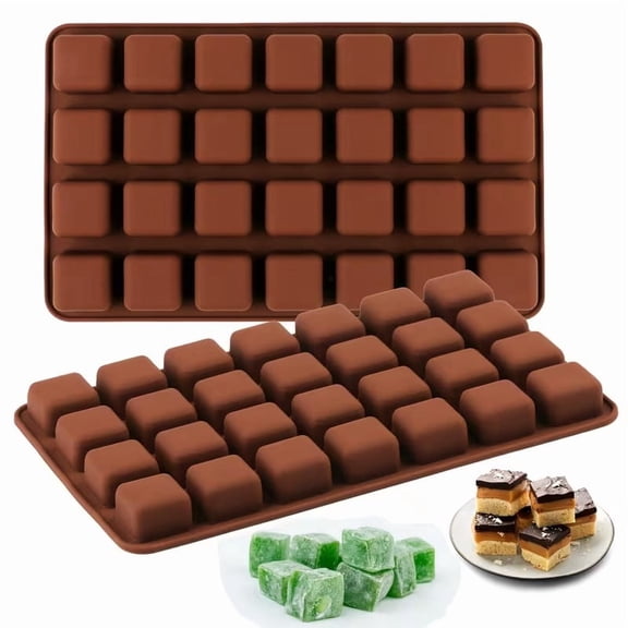 Mini Square Silicone Candy Mold  50 Compartments Non-Stick Chocolate Fudge Jelly Ice Cube Mold for Baking & Freezing