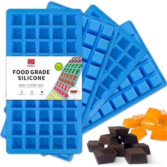 Mini Square-Terrace Silicone Chocolate Molds 50 Cavities -  Non Stick Silicone Candy Molds, Silicone Molds for Chocolate, Candy, Gummy, Jelly, Ice Cubes, Food Grade & Dishwasher Safe, 4 Packs