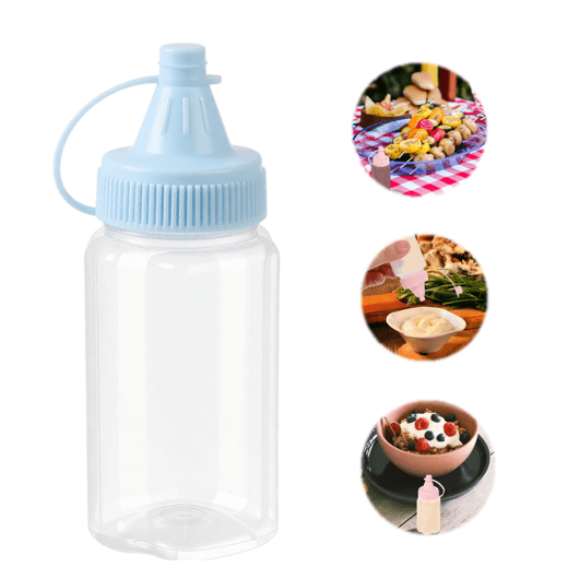 Mini Squeeze Bottles with Lid for Ketchup Mustard Salad Dressing, Portable Condiment Container for Lunch Box 1 OZ Blue 1pcs