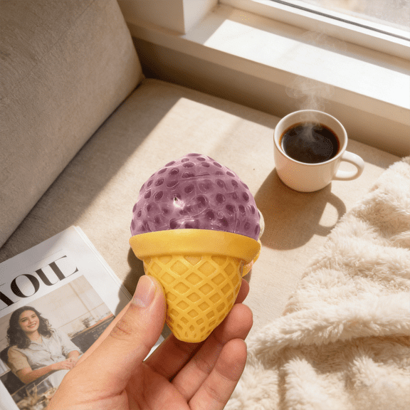 Mini Squeeze Ice Cream Squishies, Moldable Funky Textured Stress Balls, Silent Squishie Sensory Fidgets Squishies for Relaxing Travel