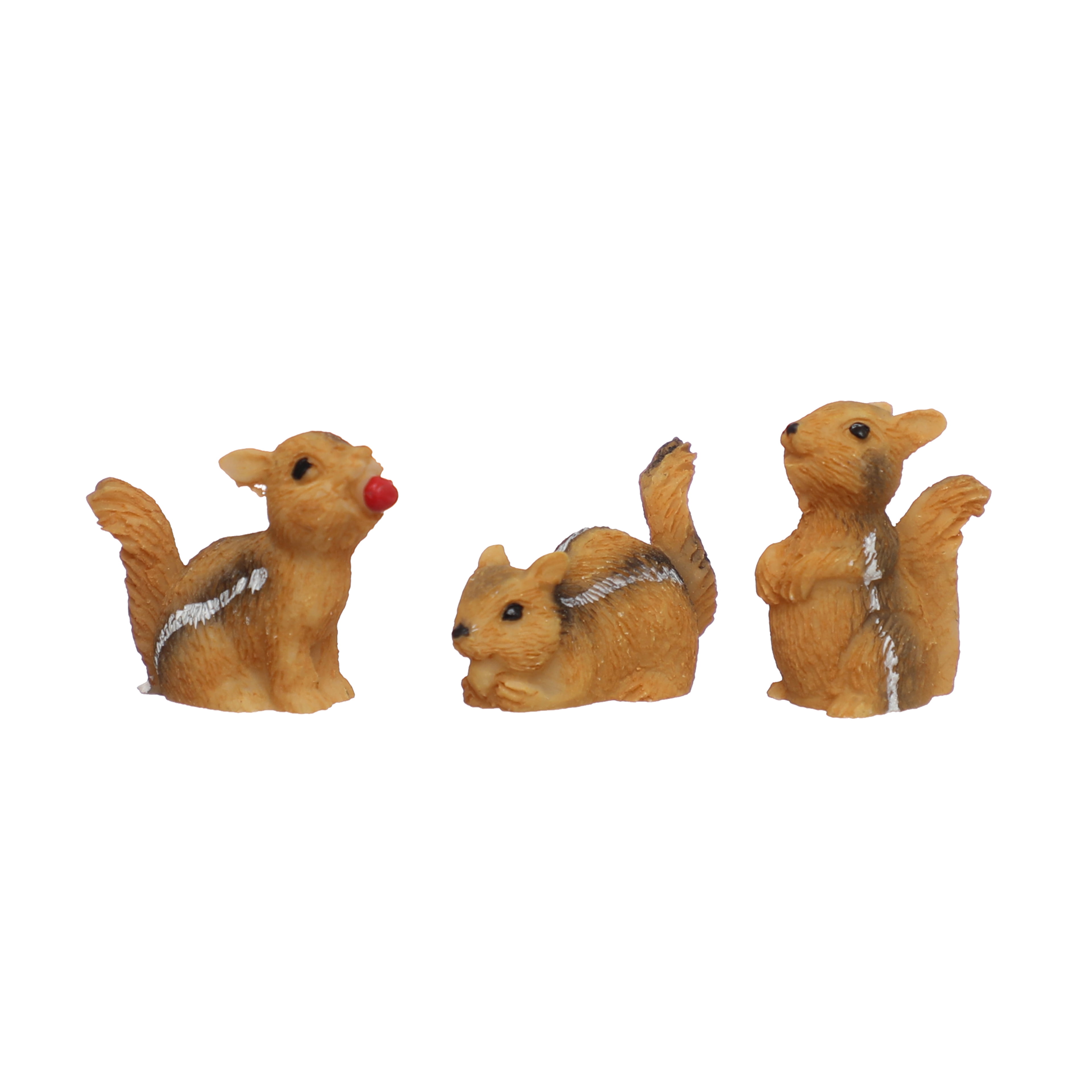 Miniature Brown Resin Squirrel Figurines Set of Three