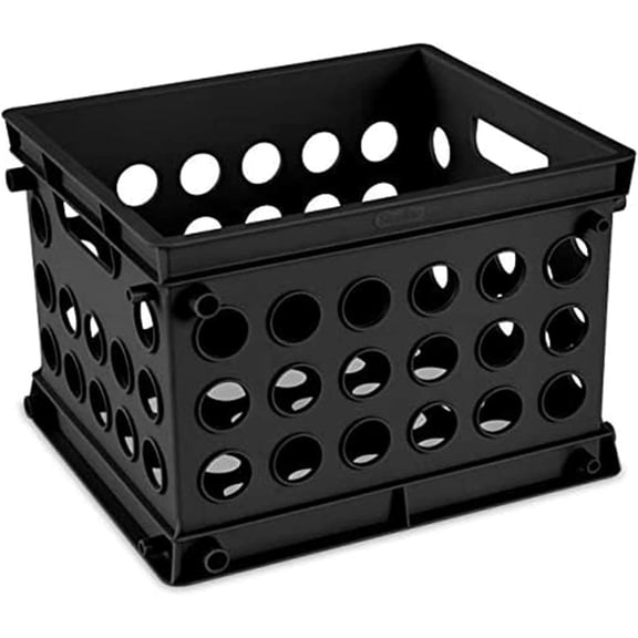 Mini Stackable Storage Bin with Handles, Black, 36-Pack