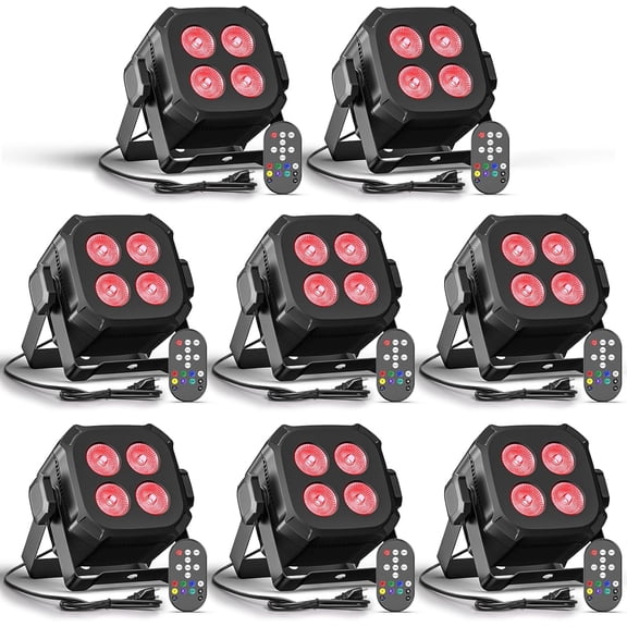 Mini Stage Lights, Corded 4 * 8w Led Par Lights, Lightweight RGBW 4 in 1 Uplights with DMX512, Sound-Activated Controlled, 4/8 CH Par Can for Party, Home, Disco, 8 Pack