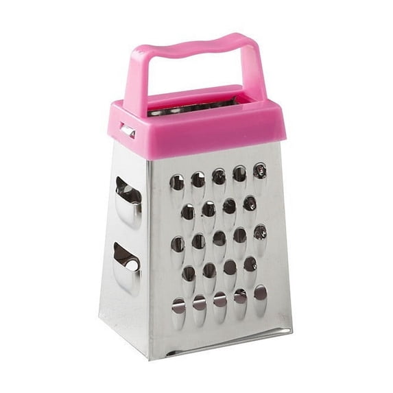 Mini Stainless Steel 4-Sided Grater, Handheld Cheese Chocolate Grinder, Non-Slip Handle Compact Easy Clean Dishwasher Safe, for Garlic Nutmeg Vegetable Fruit Kitchen Tool