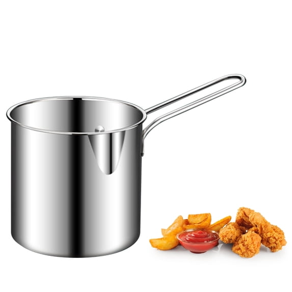 Mini Stainless Steel Deep Fryer Pot with Strainer, USA Style Oil Saving Small Fryer for Kitchen, 304 Steel Frying Pot for Chicken and Fish, Multi Purpose Cooking Pot with Handle, B