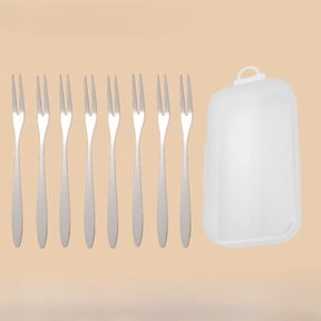Mini Stainless Steel Fruit Fork Set with Wooden Handle, Compact Storage Box for Parties and Daily Use
