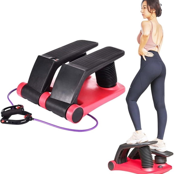 Mini Stair Stepper with Resistance Bands – Portable Air Climber Exercise Machine with 5-Level Adjustable Resistance, LCD Display, 300LBS Capacity for Home Cardio Workout(Q)