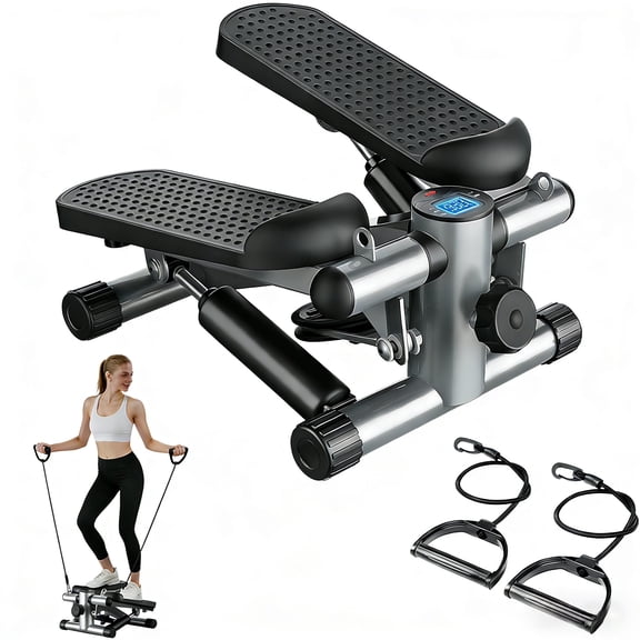 Mini Stair Steppers for Exercise, Portable 300LBS Loading Stepper Machine with 2 Resistance Bands & LCD Monitor for Home, Office