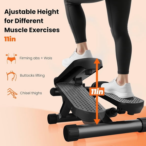 Mini Stair Steppers with Resistance Bands for Home Exercise, Portable Twist Stepper Machine for Full Body Workout, 300LBS Capacity