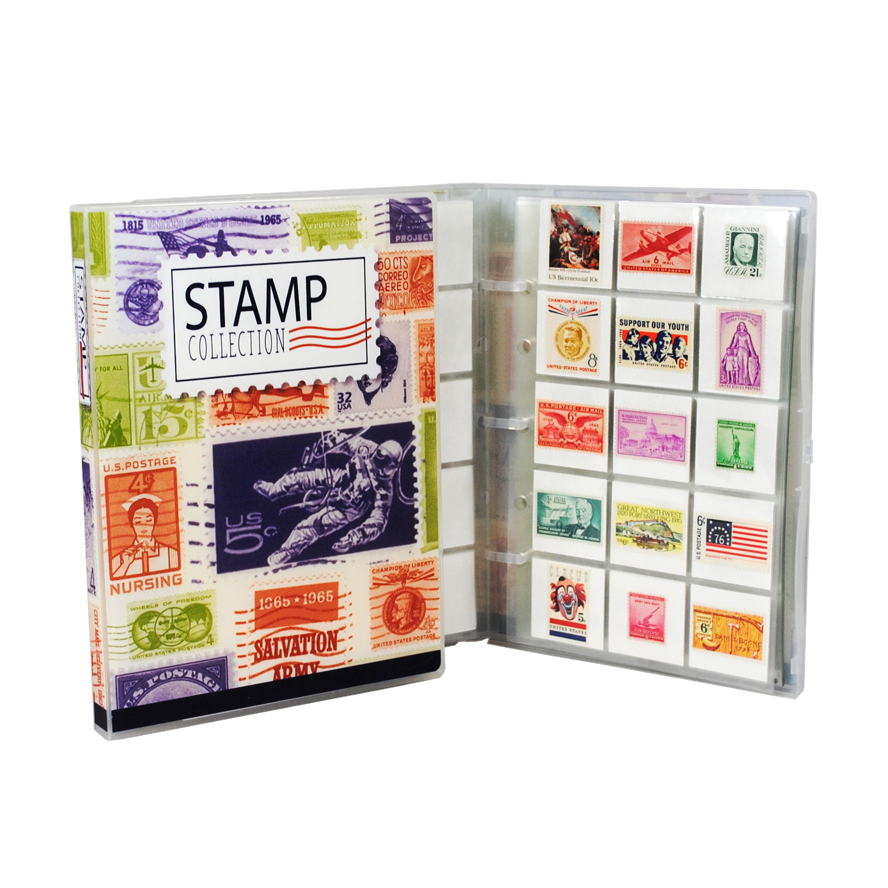 Mini Stamp Collection Kit/Album, Holds 150-300 Stamps - Organized