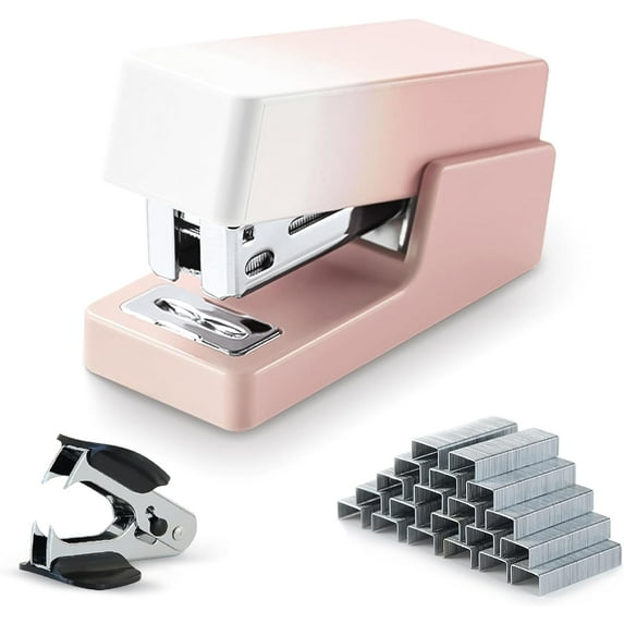 Mini Stapler, 20 Sheet Office Desktop Stapler with 640 Standard Staples and A Staple Remover, Pink…