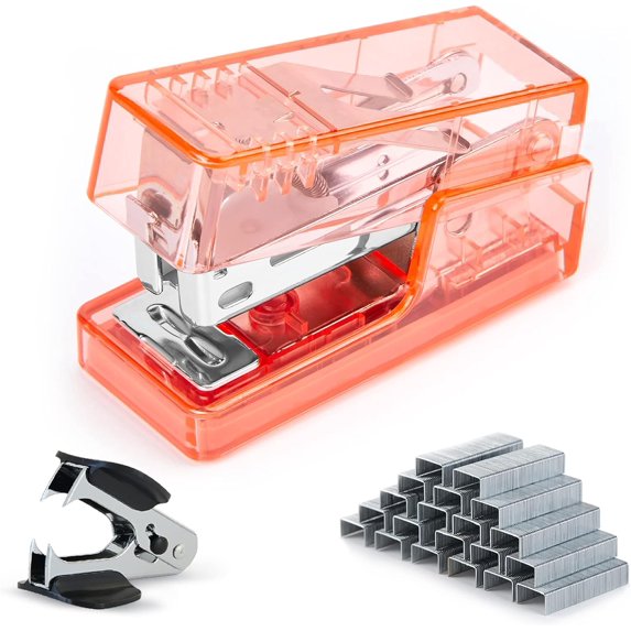 Mini Stapler, 20 Sheet Office Desktop Stapler with 640 Standard Staples and A Staple Remover, Pink…
