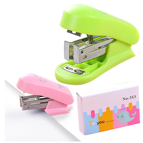 Mini Stapler Green Clearance! Hilingoto Stapler, Mini Small Stapler Useful Mini Stapler Staples Set Office Binding, Stapler Clearance Sales