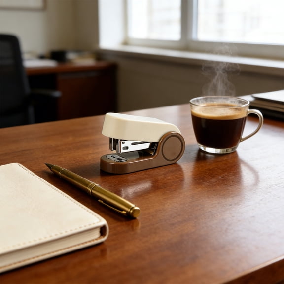 Mini Stapler Portable Office Desk Stapler • Ergonomic • Effortless Handheld Stapling • Secures 10 Sheets • Home Office Organizer Accessory