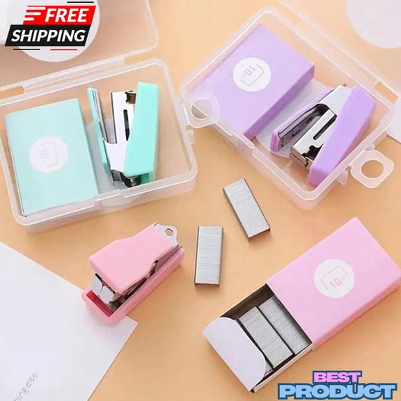 Mini Stapler & Staples Cute Portable Small Office Study Stapler with Box (1 Pc)