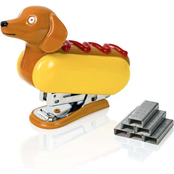 Mini Stapler for Students Novelty Hotdog Desktop Stapler with 1000PCS Staples 12 Sheets Capacity Stationery Animal Stapler for Home Office Stocking Stuffers for Friends