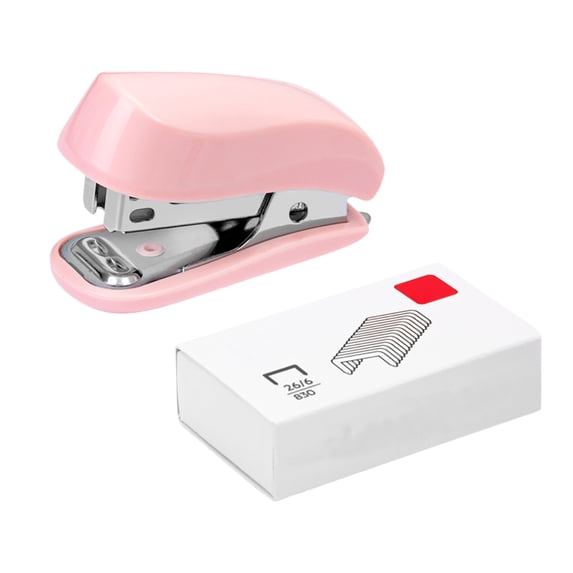 Mini Stapler with Staples Cute Portable for Desk Home Office Pink